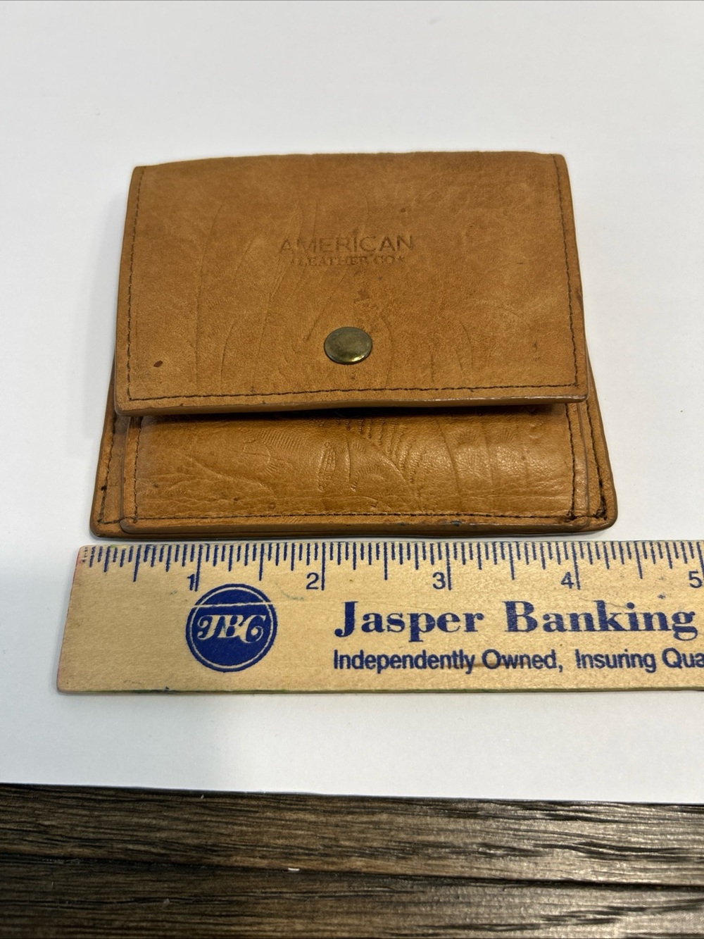 American Leather Co. Veronica Embossed Floral Tan Bifold ID Credit Card Wallet - Picture 6 of 7